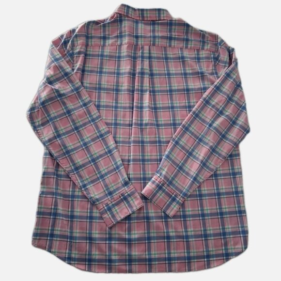 Vineyard Vines Button Shirt Mens Large Blue Pink Plaid Performance Classic Logo - Picture 6 of 10